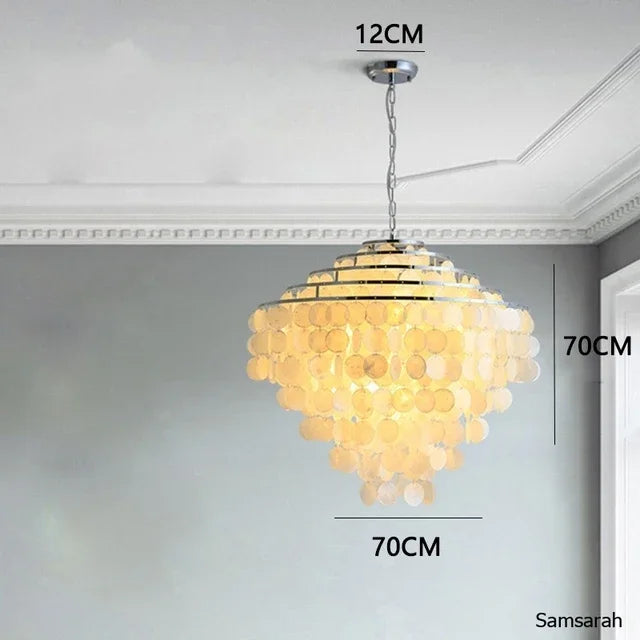 lustre nordique en coquillage avec luminaire à led