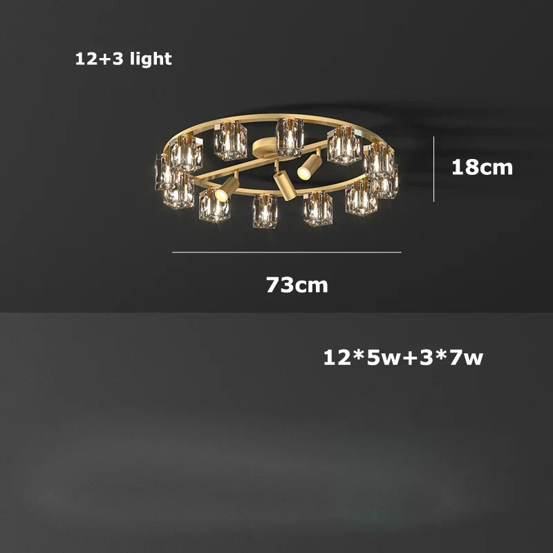 lustre en cuivre et cristal pour décoration moderne 2024
