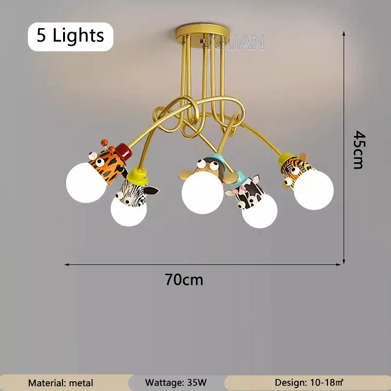 lustre animaux bande dessinée singe zèbre tigre girafe enfants