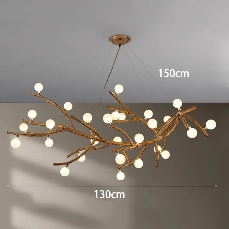 Lustre LED style branche de bois design moderne