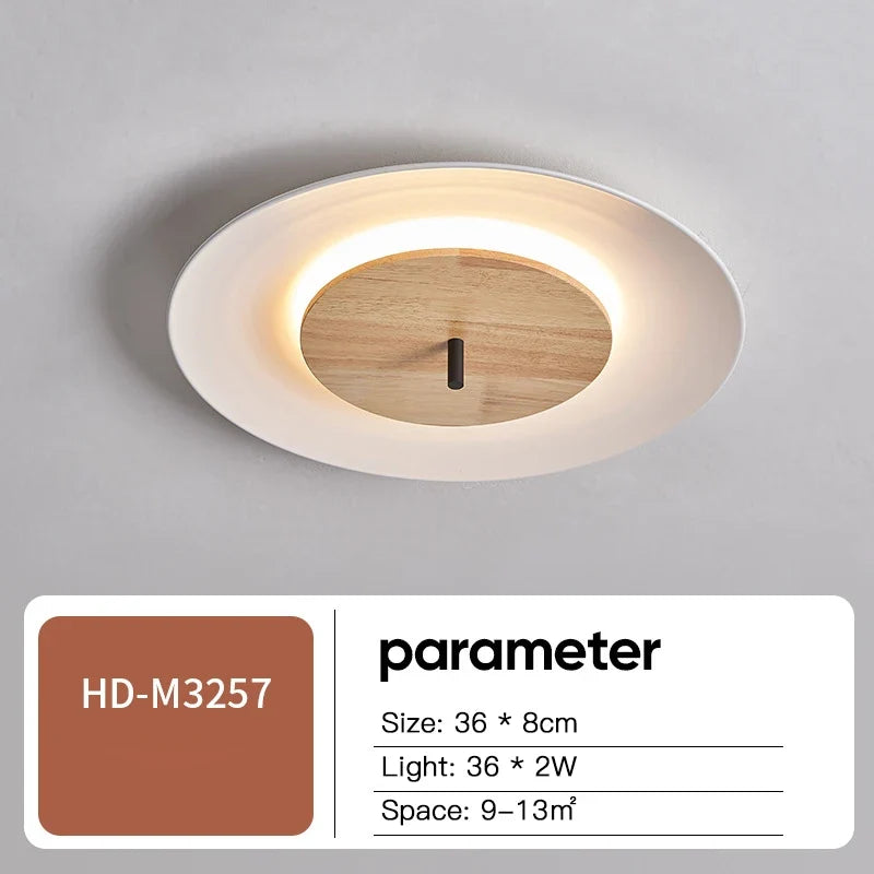 plafonnier moderne en bois avec éclairage led et télécommande