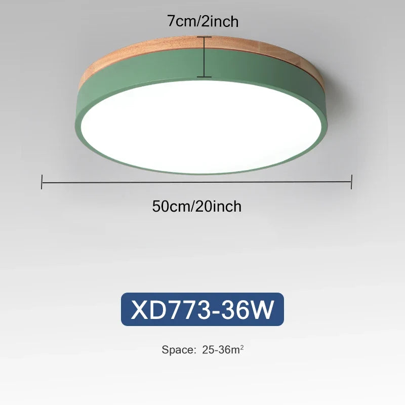 Rond 7 couleurs nordique LED plafonniers pour salon chambre plafonniers en bois 3 lumières couleur réglable couloir balcon