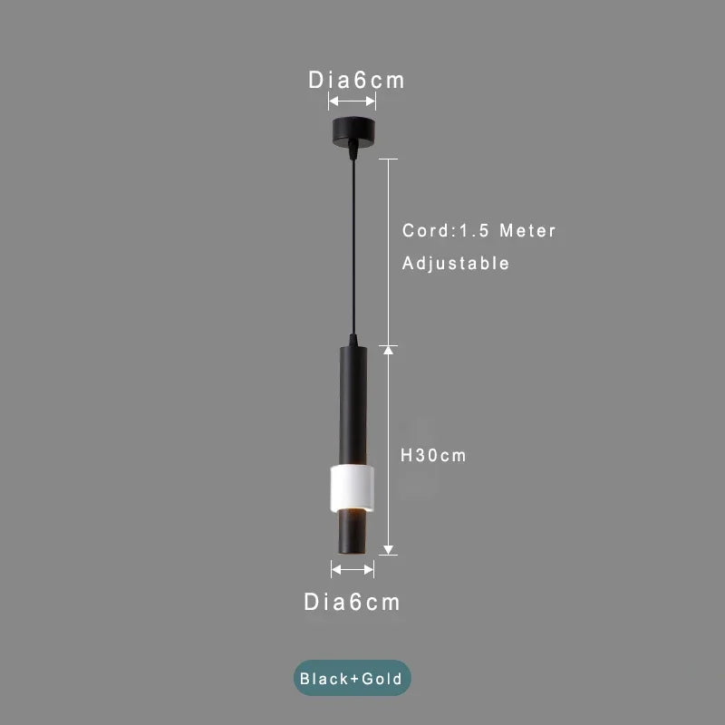 Lamp Modern LED Pendant Light Fixtures, 1-Light Adjustable Cylindrical Ceiling Hanging Light, Black And White Finish Mini Penda