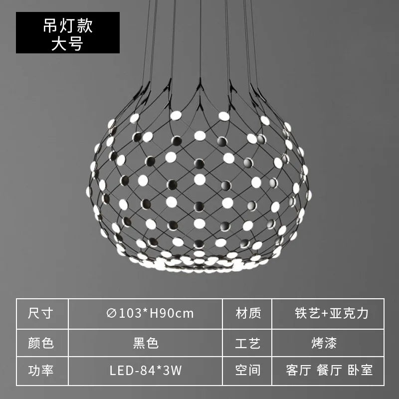Lustre Designer italien Led nordique noir blanc salle à manger filet de pêche