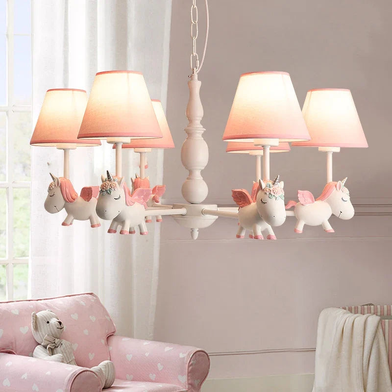 lustre licorne dessin animé pour chambre d'enfant suspendu