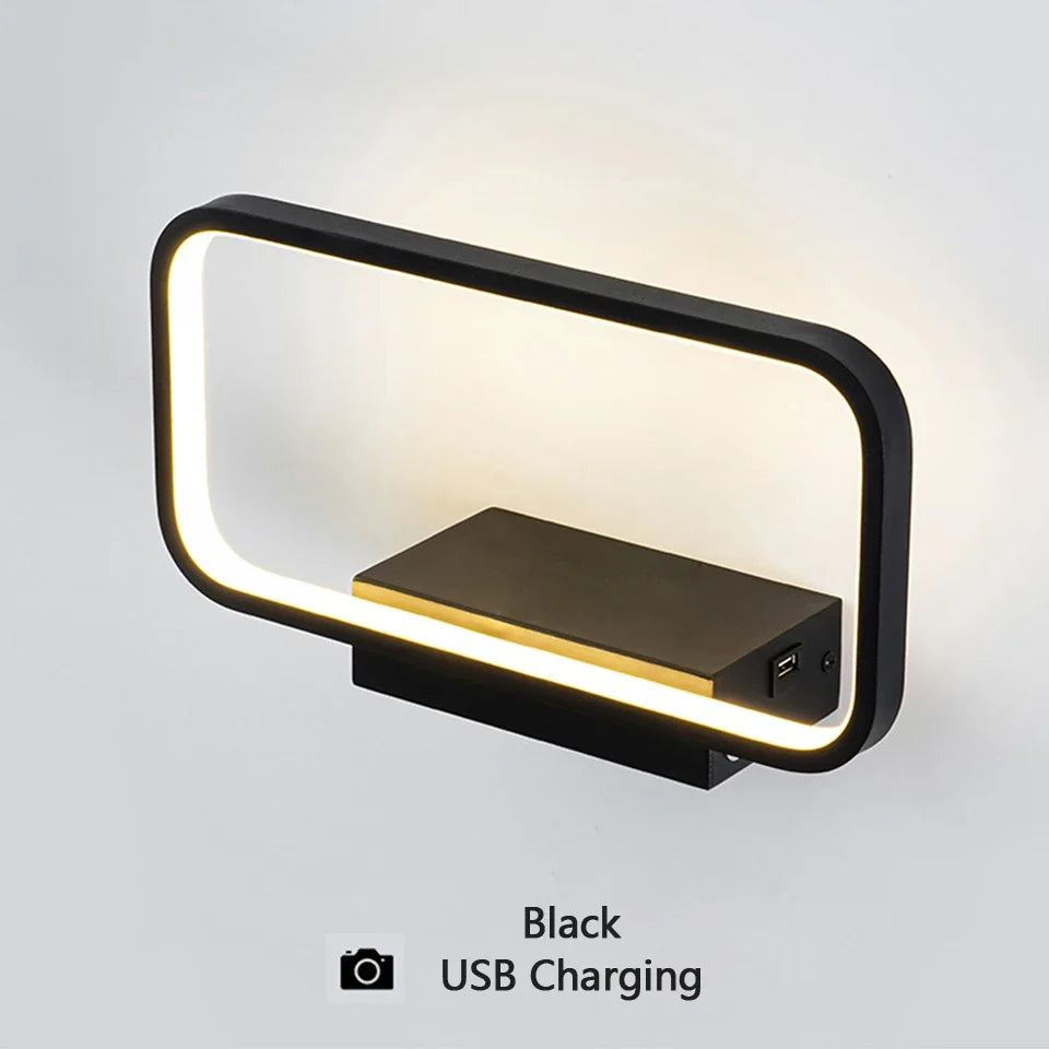 applique murale moderne tactile avec variateur et charge usb sans fil