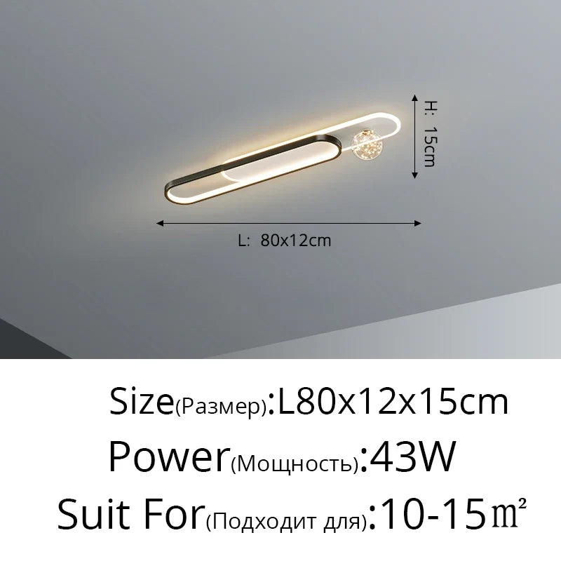 lustre moderne de luxe simple étoilé longue bande encastrée