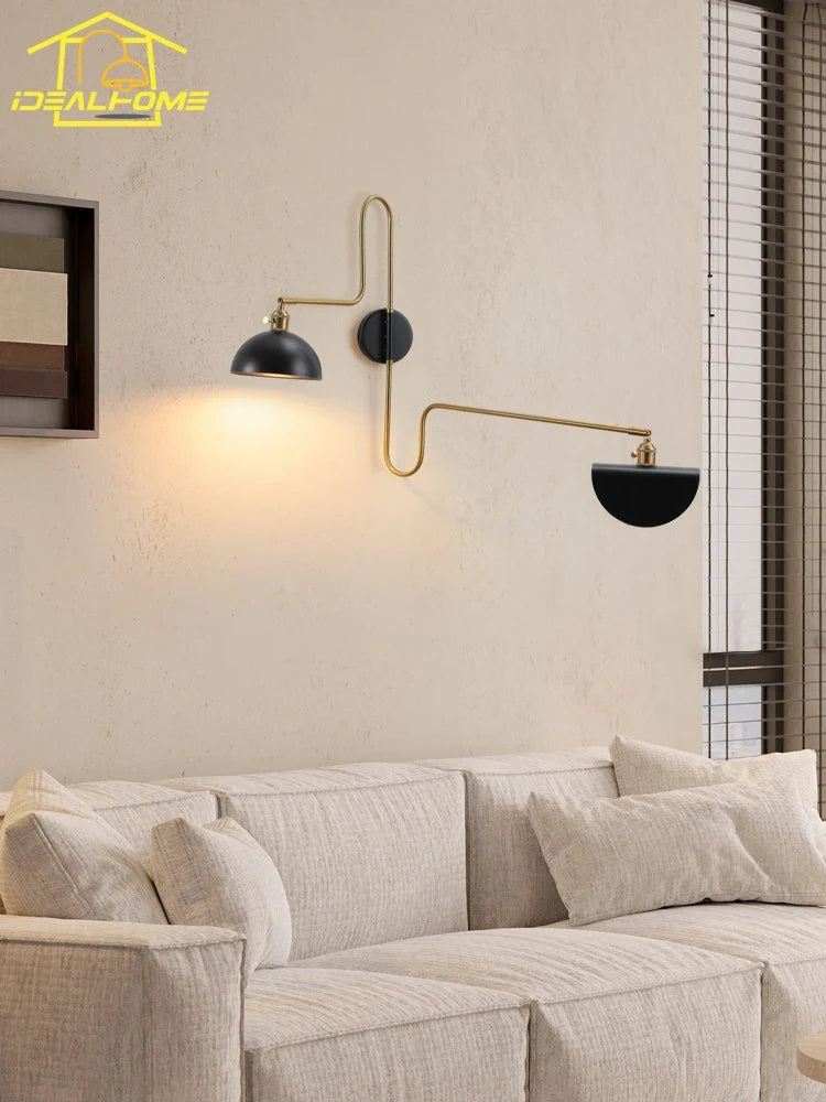 applique murale design industrielle bras pivotant avec interrupteur