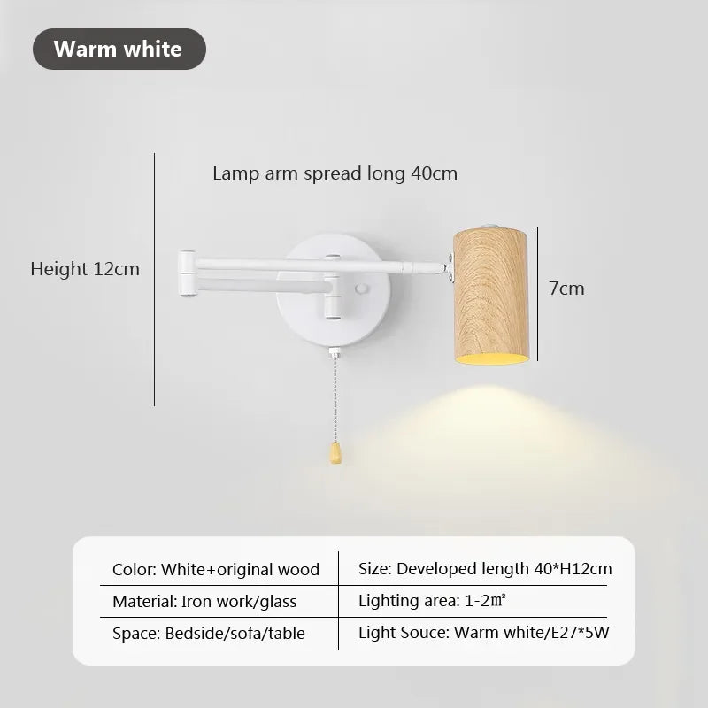 lampe de chevet nordique pivotante pour lecture et étude