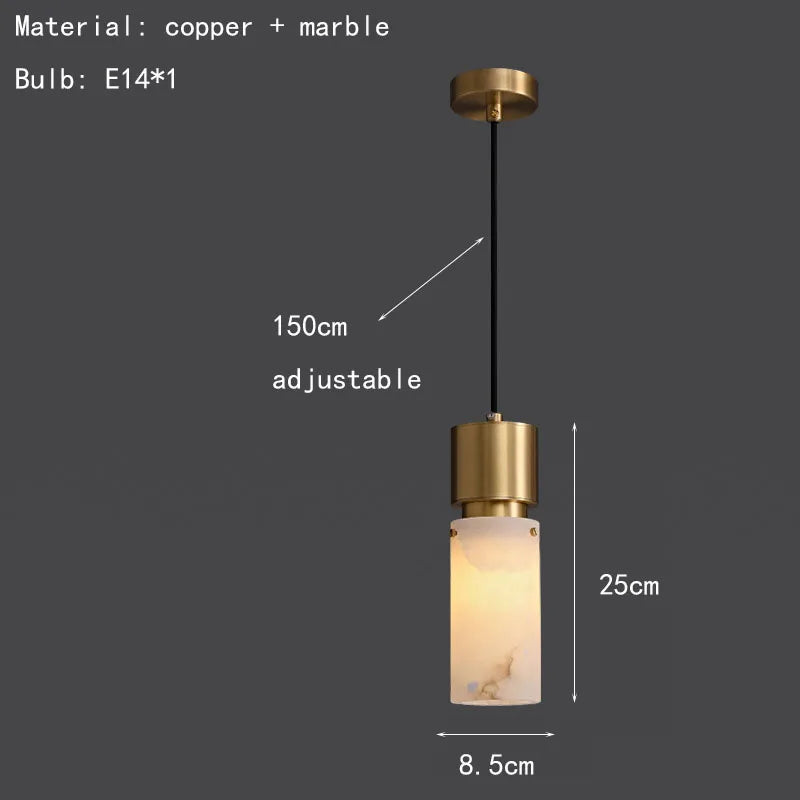 lustre en marbre naturel avec cordon réglable en laiton