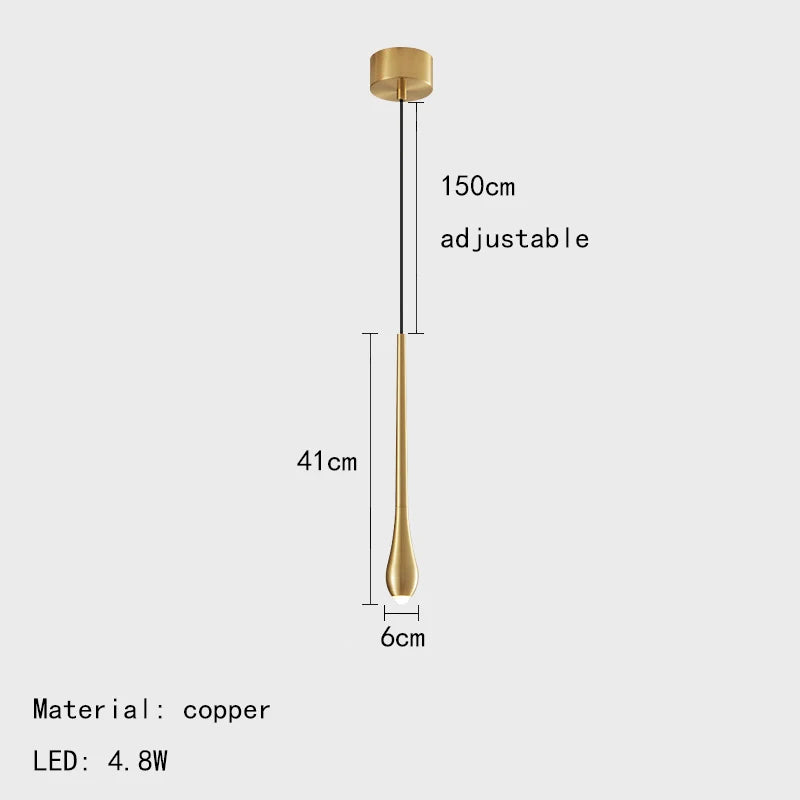 suspension moderne à led avec intensité variable en laiton et cuivre