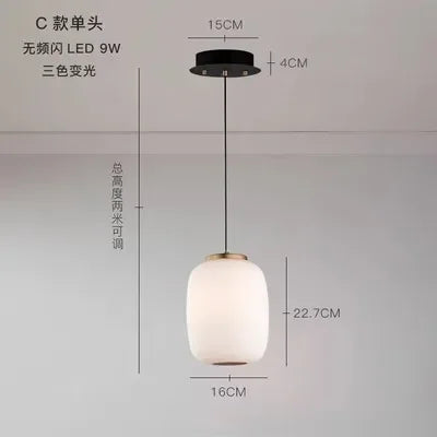 suspension moderne en verre laiteux pour intérieur élégant