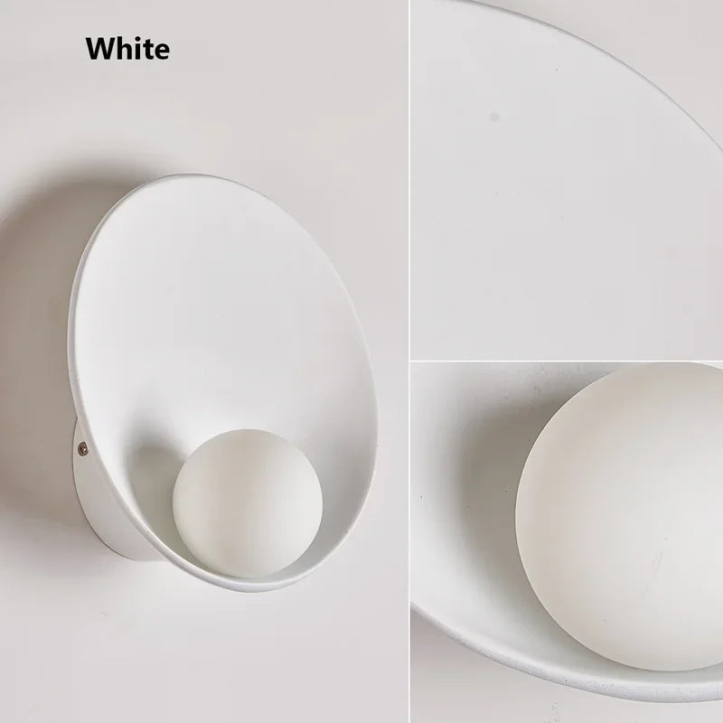 LED Lighting Chinese White -brown Shell Plate Wall Lamp, Silent Style Bed Bedroom Bedroom Corridor Resin Wall Art Lamps
