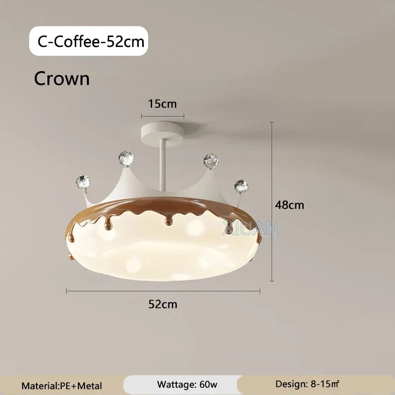 Creative Children Bedroom Chandelier Lamp with Pink Heart Bow Tie Crown Pendant Light for Princess Room Girl Nursery Baby Decor