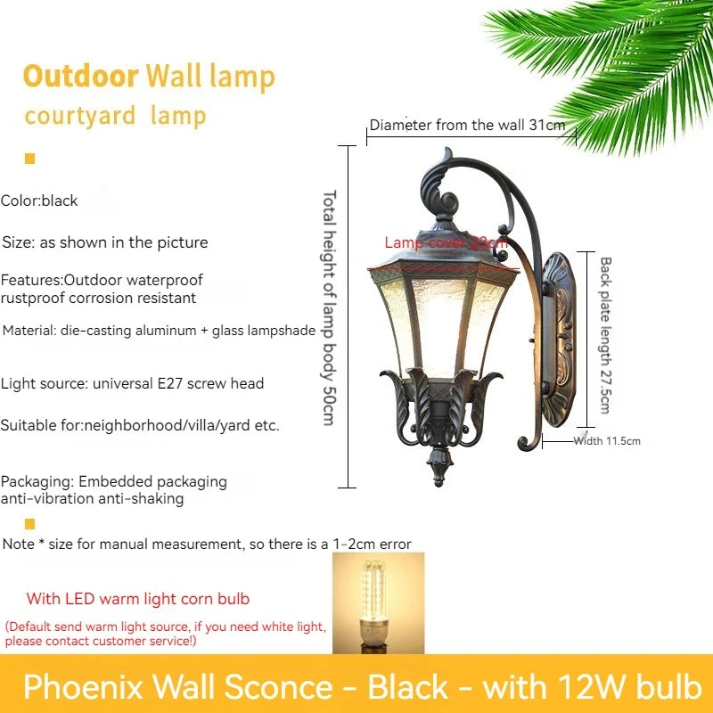 applique murale solaire étanche antirouille rétro europe pour jardin