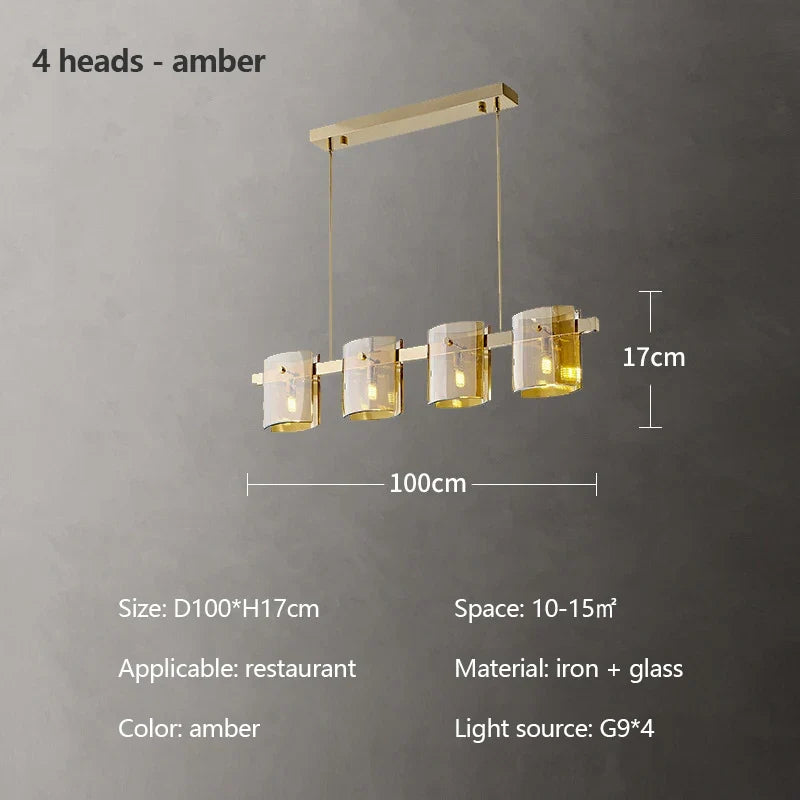 lustre italien minimaliste en verre pour éclairage moderne