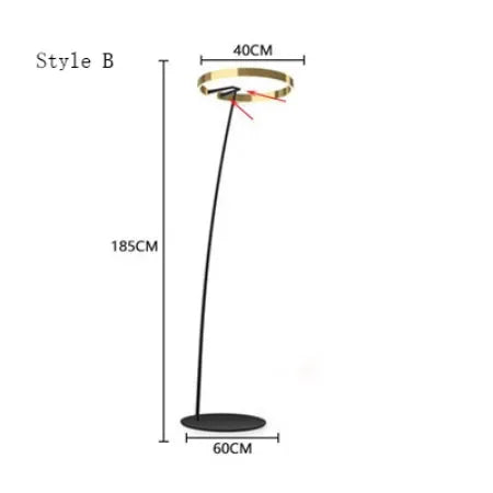 Lampe sur pied nordique en forme d'anneau de pêche