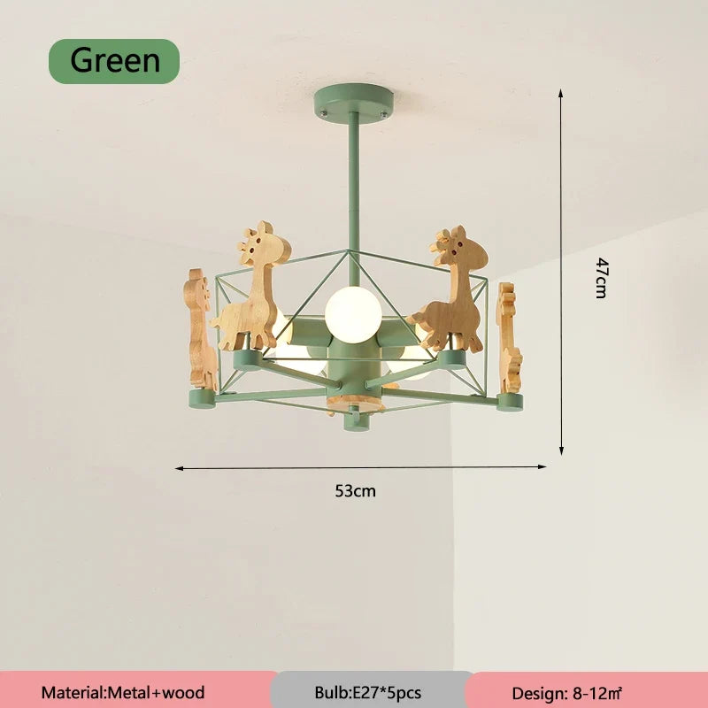 Kids Room Lighting Nordic Children Child Room Ceiling Light E27 Holder Star Diamond LED Suspension Wooden Hanging Lamp