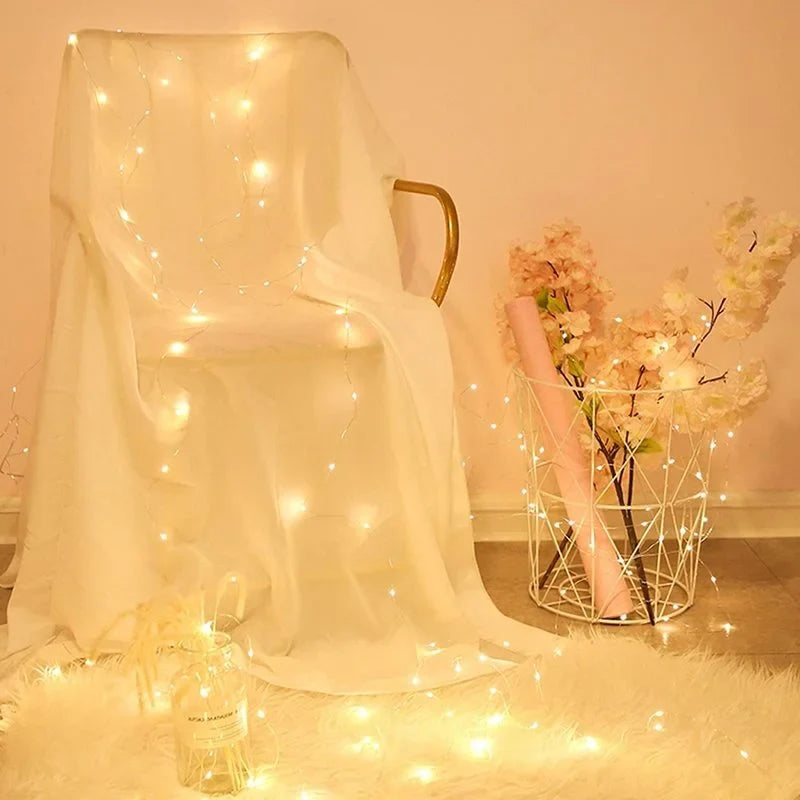 guirlande lumineuse led en cuivre pour décorations de fête et Noël