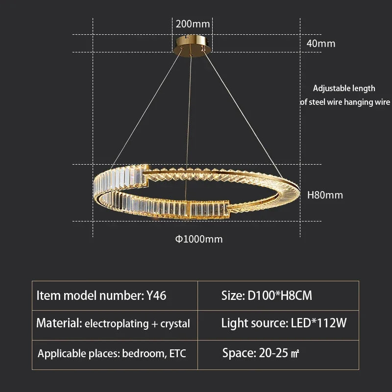 lustre moderne en cristal k9 pour décoration intérieure élégante