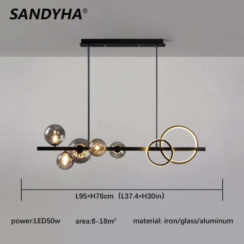 lustre moderne en verre design lumineux pour intérieur