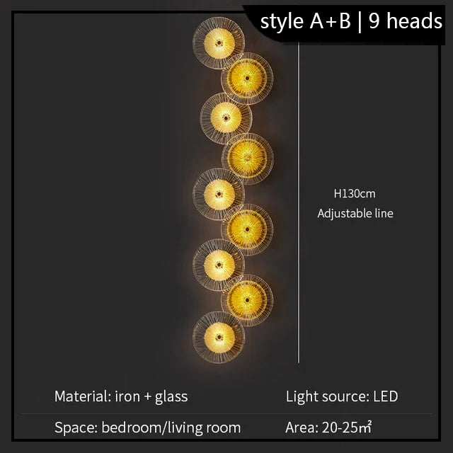 applique murale ronde moderne en cristal avec lumières led nordiques