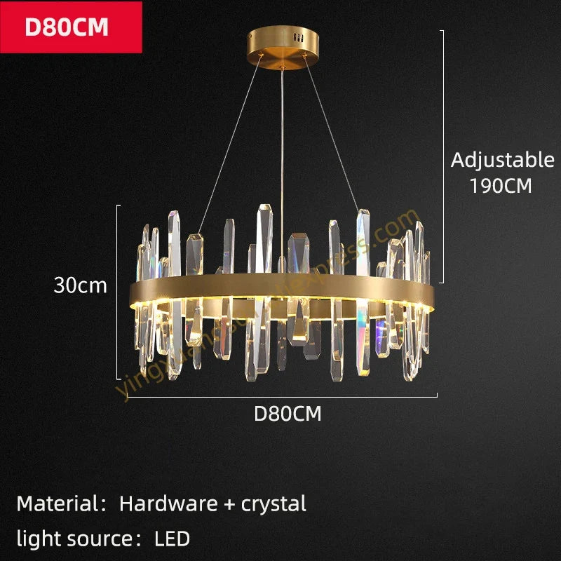 lustre en cristal à led design moderne pour intérieur