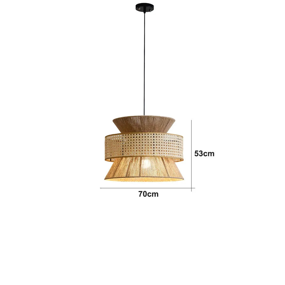 Suspension Sabi Wabi style chinois en rotin cannage