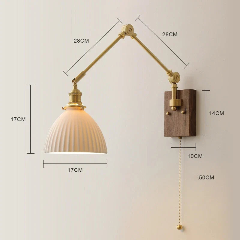 iwhd Applique murale led pivotante en cuivre avec interrupteur à chaîne