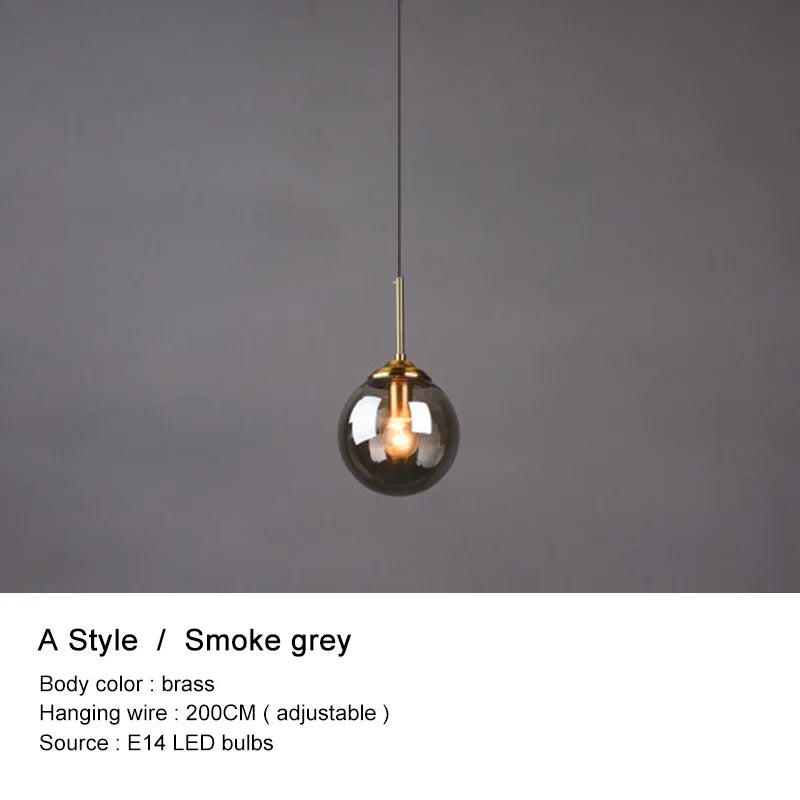 Lustre boule en verre moderne design