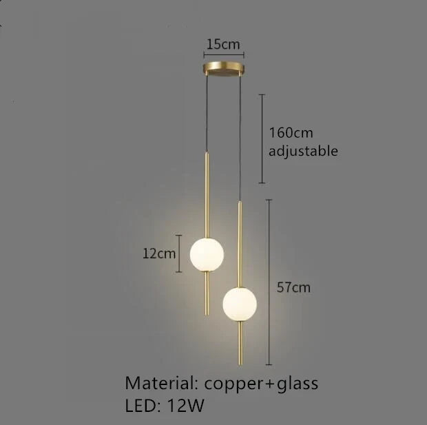 suspension LED en laiton design moderne avec cordon réglable