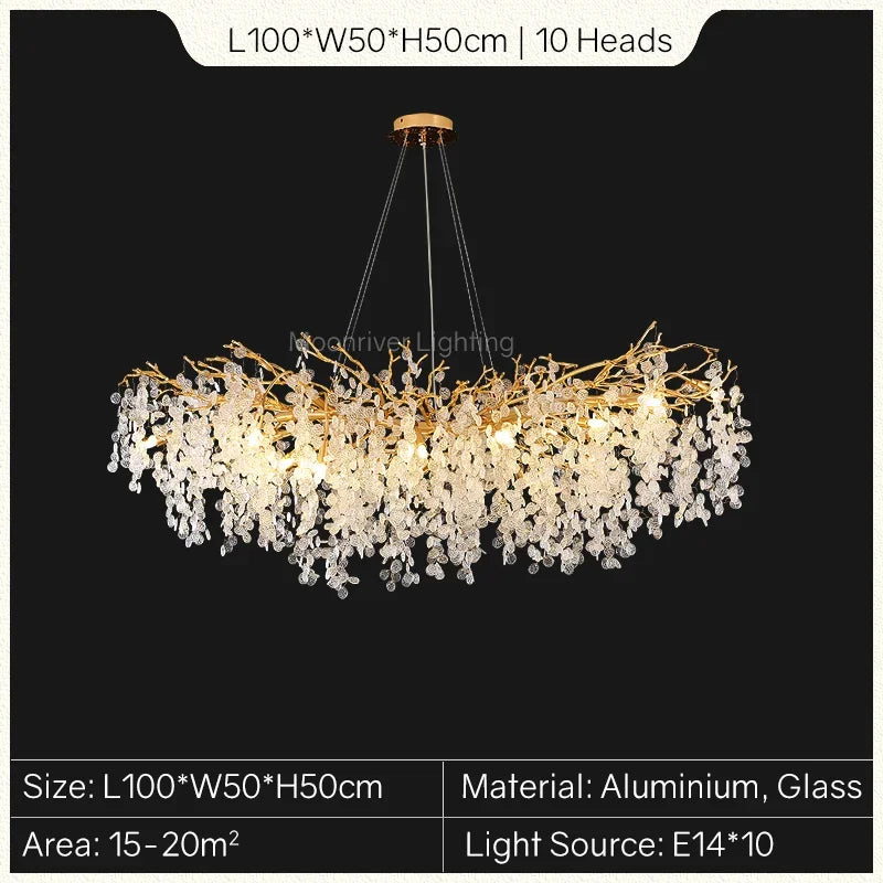 lustre en cristal doré style européen décoration intérieure élégante