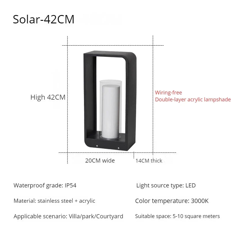 Lampe de jardin moderne solaire LED clôture lumière IP54 extérieur étanche ambiance éclairage pelouse lumières Villa cour décor lampadaires