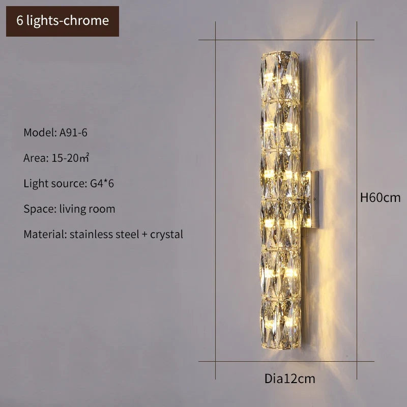 applique murale led en cristal k9 éclairage de luxe moderne
