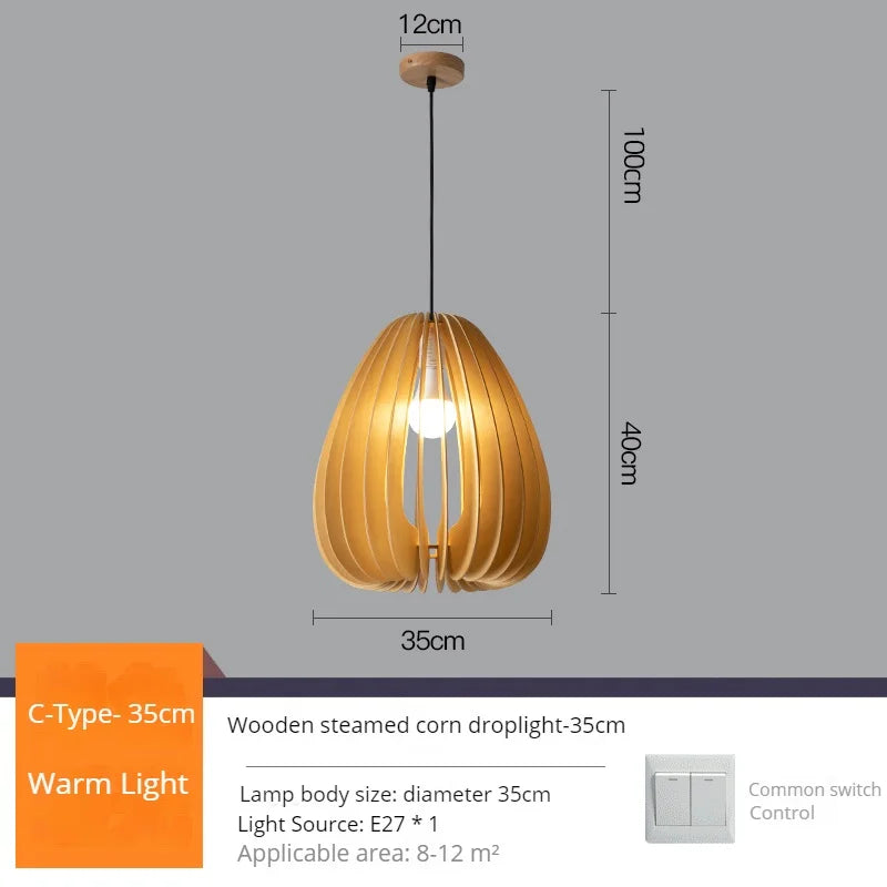 suspension LED en bois en forme de citrouille design moderne fait à la main