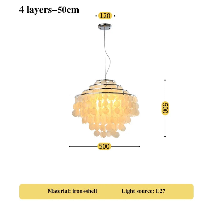 lustre en coquillage romantique avec carillon éolien style nordique décoratif
