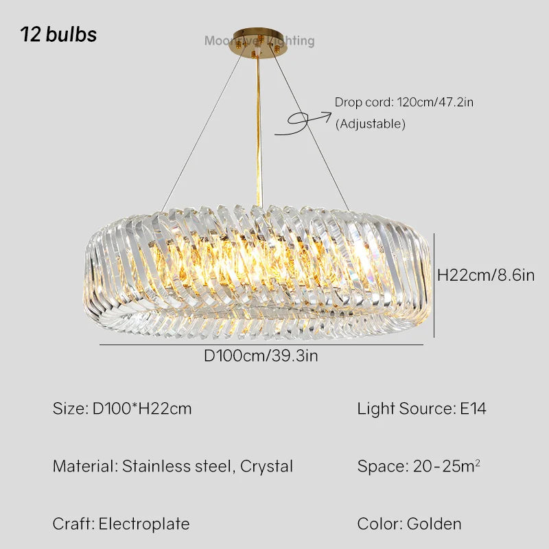 lustre en cristal lumineux pour décoration intérieure élégante et moderne