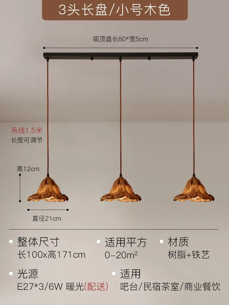 suspension lotus en résine style wabi-sabi zen vintage pour intérieur