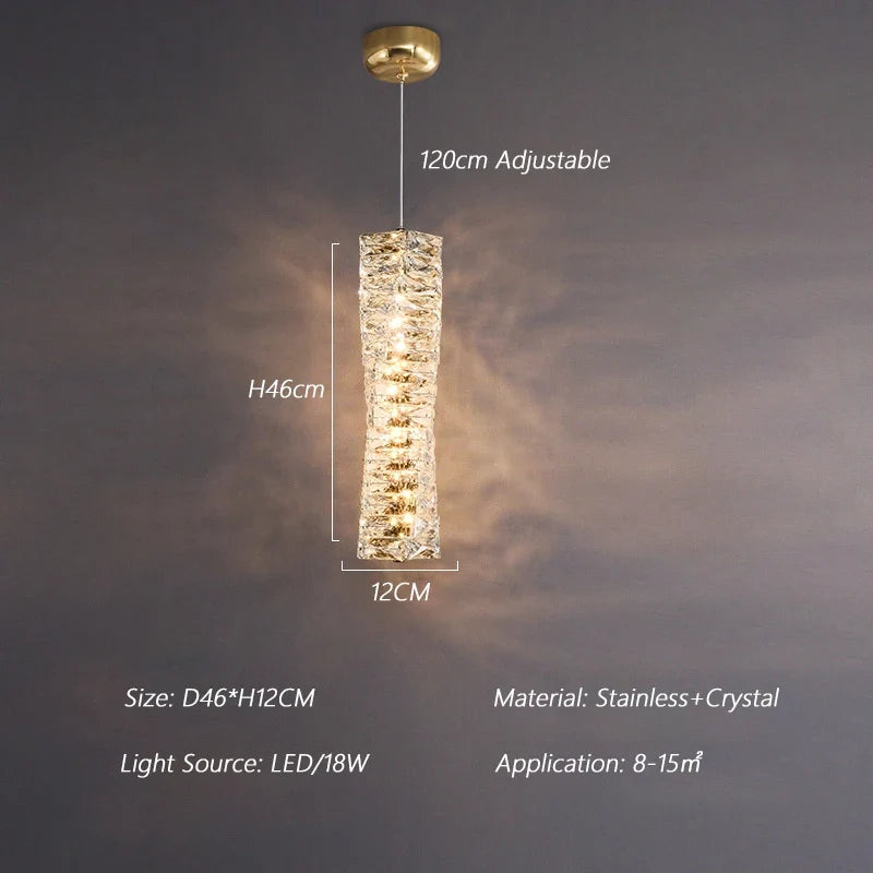 suspension nordique moderne en acier inoxydable et cristal décoratif