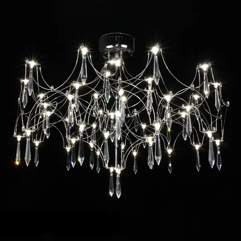 lustre post-moderne cube de lumière en cristal acier inoxydable led