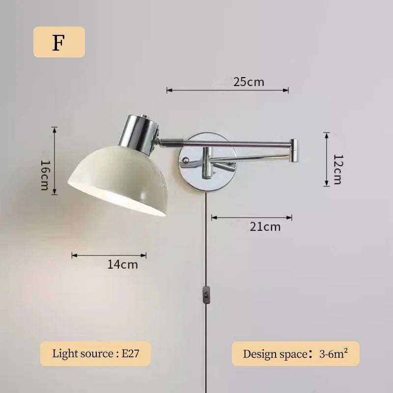 applique murale télescopique moderne lampe de lecture pliable minimaliste