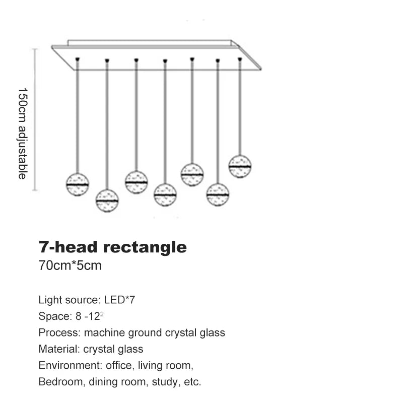 lustre en cristal moderne avec boule tournante led suspendue