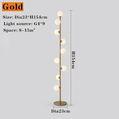 lampadaire boule de verre à 9 têtes design nordique décoratif