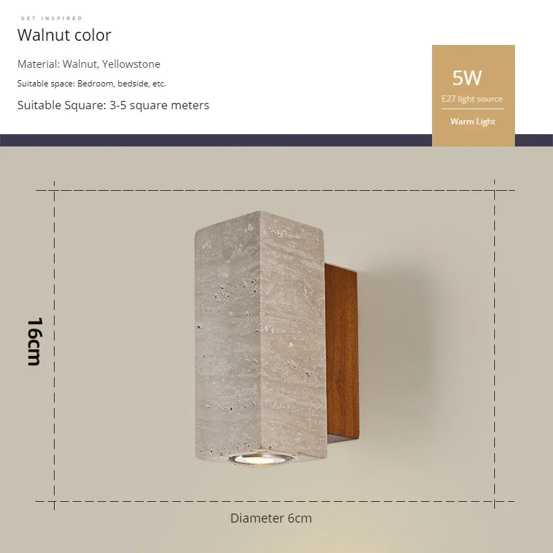 applique murale led wabi-sabi en pierre naturelle