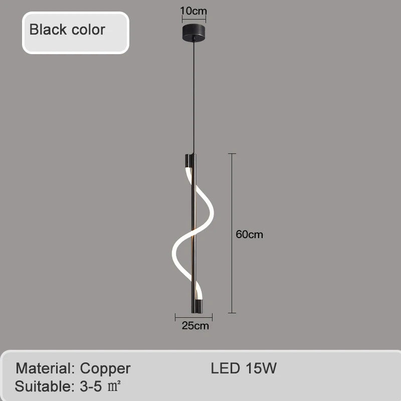 suspension en spirale luxe avec télécommande gradation led