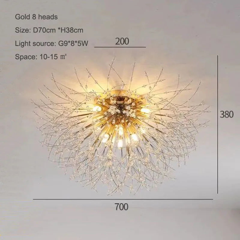 plafonnier nordique en cristal forme pissenlit lustre moderne décoratif