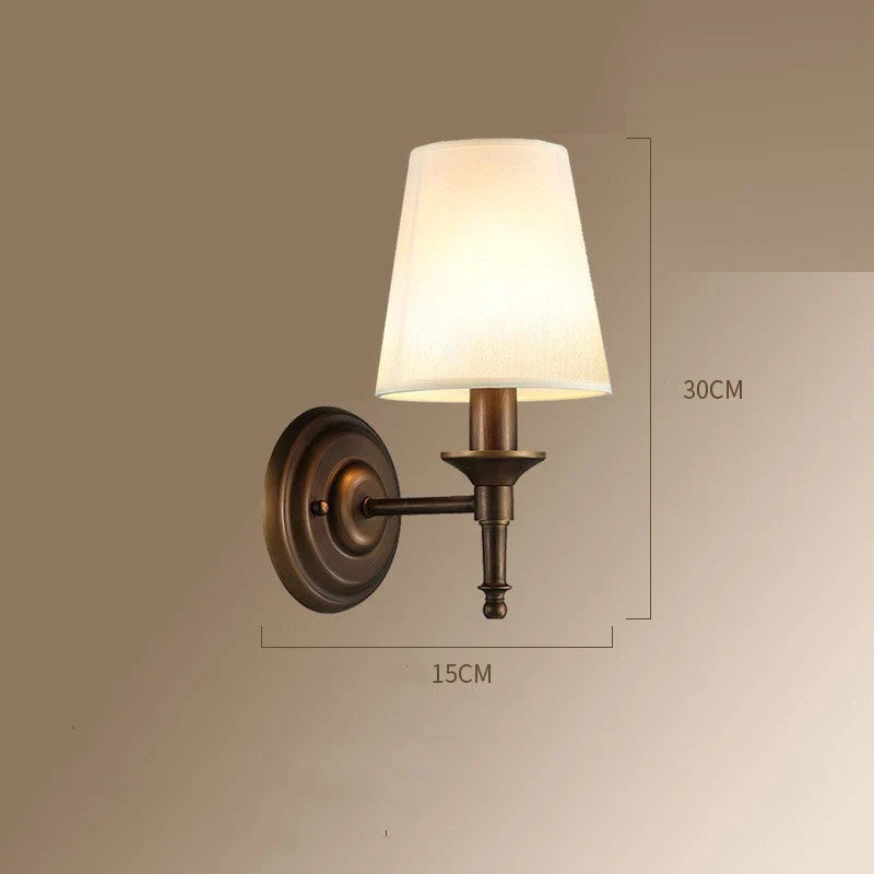 lustre classique américain en fer forgé avec abat-jour tissu