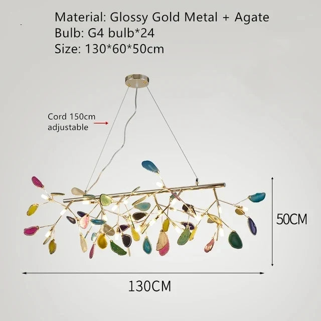 lustre en agate naturelle avec éclairage led et cordon réglable