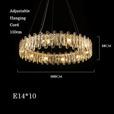 lustre glamour moderne en cristal clair pour intérieur