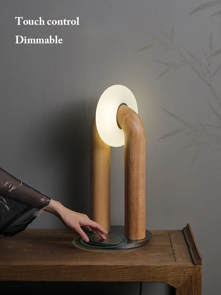 lampes de table vintage en bois massif à contrôle tactile led